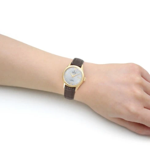 Дамски ръчен часовник с кварцов механизъм - корпус от Стомана и злато 18К - Естествена кожа - цвят Бял