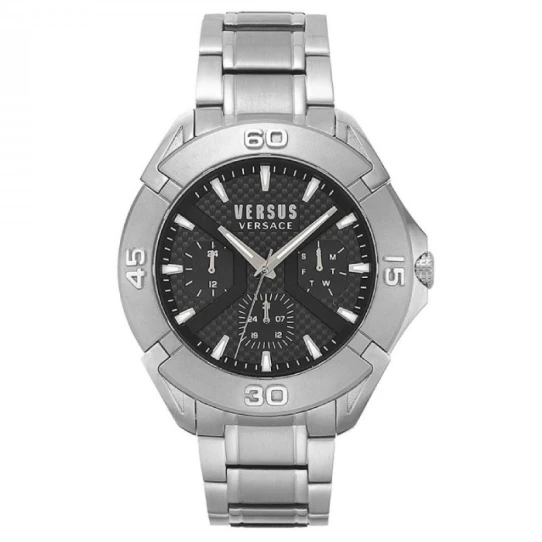 Мъжки ръчен часовник с кварцов механизъм - корпус от Стомана - Стоманена верижка - цвят Черен Сив