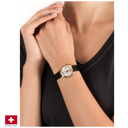 Дамски ръчен часовник с кварцов механизъм - корпус от Стомана - Естествена кожа - цвят Бял