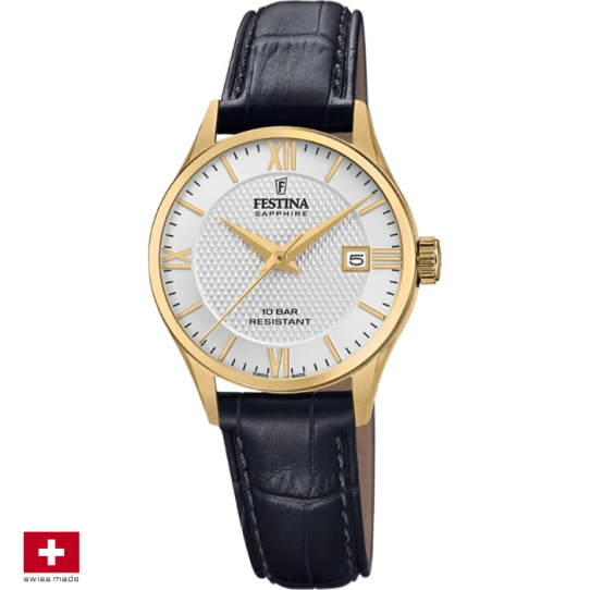 Дамски ръчен часовник с кварцов механизъм - корпус от Стомана - Естествена кожа - цвят Бял