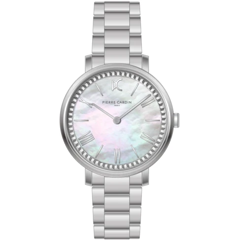 Дамски ръчен часовник с кварцов механизъм - корпус от Стомана - Стоманена верижка - цвят Седеф Сив