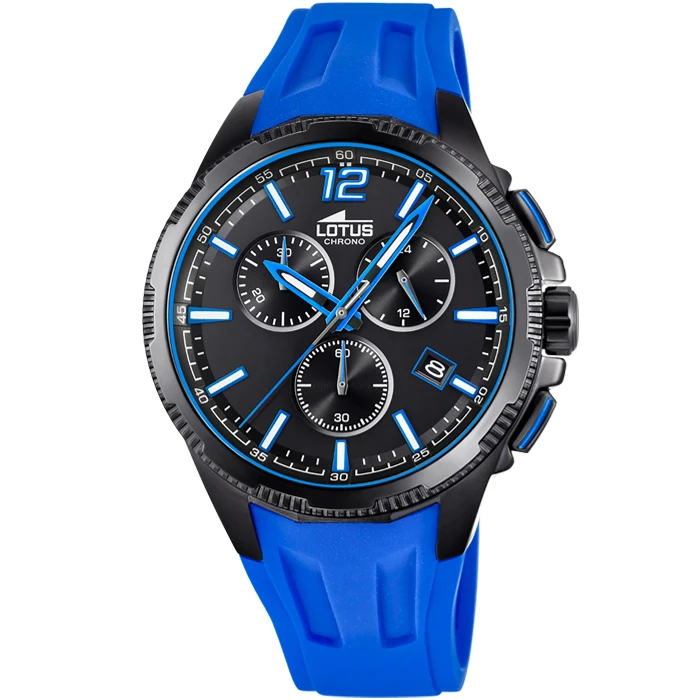 Мъжки ръчен часовник с кварцов механизъм - корпус от Стомана - Силиконова каишка - цвят Черен Син