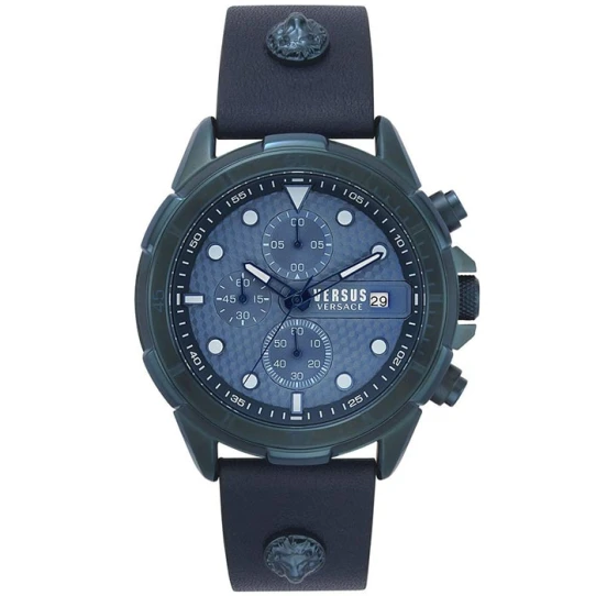 Мъжки ръчен часовник с кварцов механизъм - корпус от Стомана - Синтетична кожа - цвят Син Син