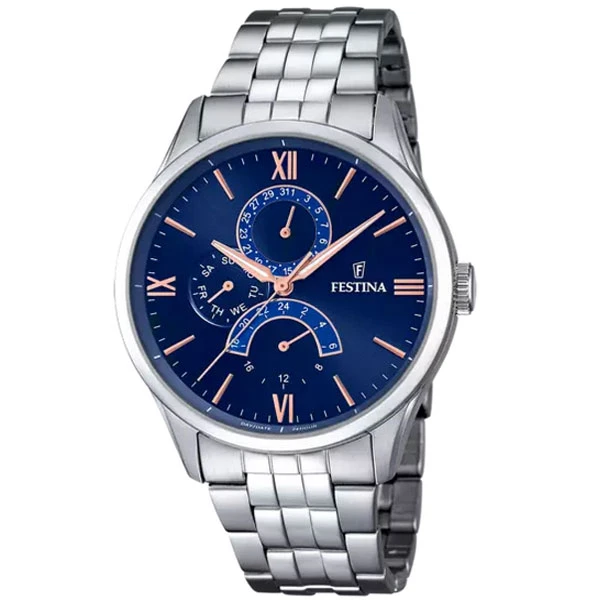 Мъжки ръчен часовник с кварцов механизъм - корпус от Стомана - Стоманена верижка - цвят Син