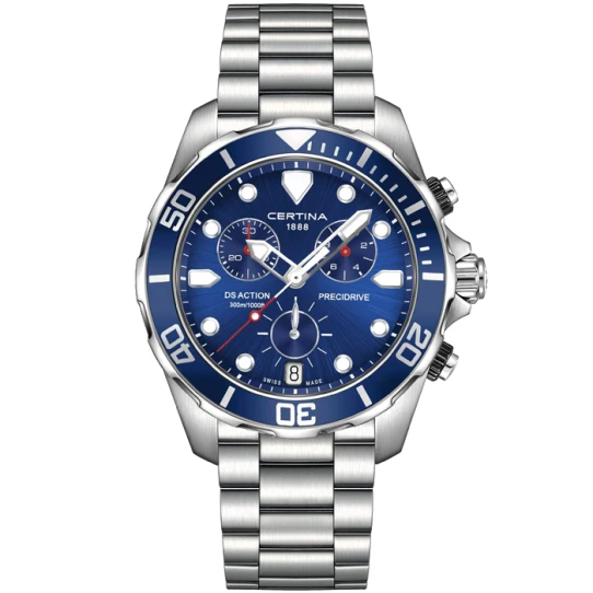 Мъжки ръчен часовник с кварцов механизъм - корпус от Стомана - Стоманена верижка - цвят Син Сив