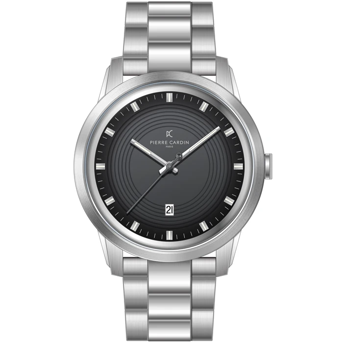 Мъжки ръчен часовник с кварцов механизъм - корпус от Стомана - Стоманена верижка - цвят Черен Сив