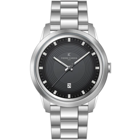 Мъжки ръчен часовник с кварцов механизъм - корпус от Стомана - Стоманена верижка - цвят Черен Сив