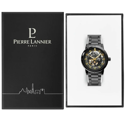 Мъжки ръчен часовник с автоматичен механизъм - корпус от Стомана - Стоманена верижка - цвят Скелетон Черен