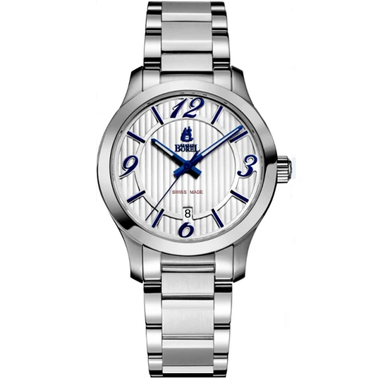 Дамски ръчен часовник с кварцов механизъм - корпус от Стомана - Стоманена верижка - цвят Бял Сив