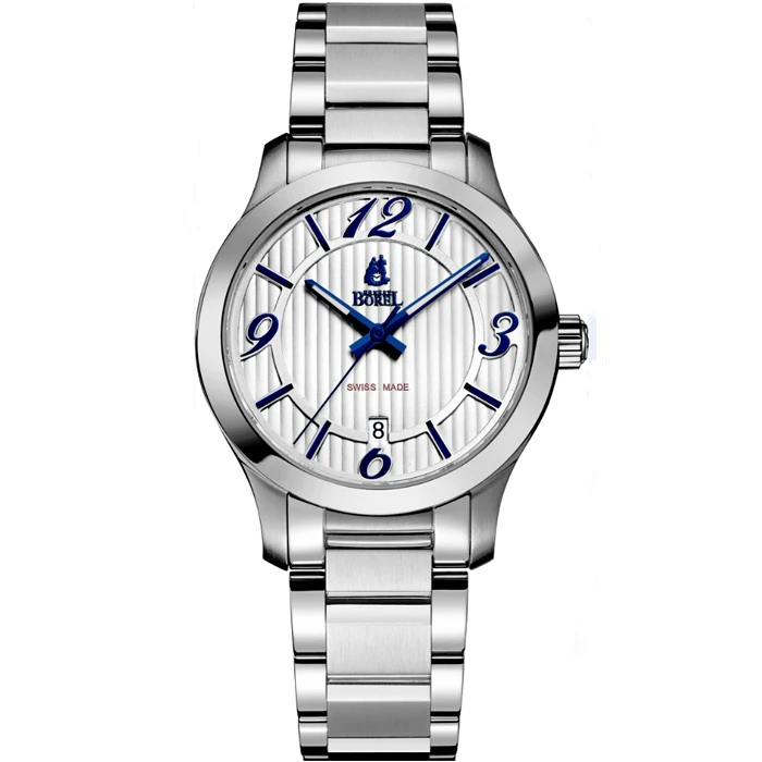 Дамски ръчен часовник с кварцов механизъм - корпус от Стомана - Стоманена верижка - цвят Бял Сив