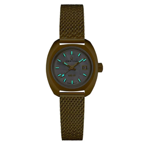 Дамски ръчен часовник с автоматичен механизъм - корпус от Стомана - Меш - цвят Седеф Злато