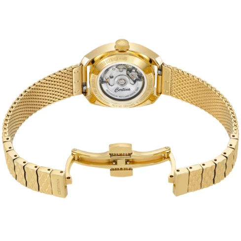 Дамски ръчен часовник с автоматичен механизъм - корпус от Стомана - Меш - цвят Седеф Злато