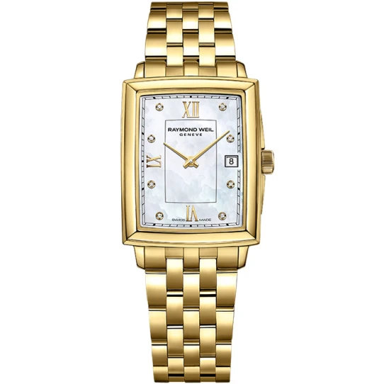 Дамски ръчен часовник с кварцов механизъм - корпус от Стомана - Стоманена верижка - цвят Седеф Злато