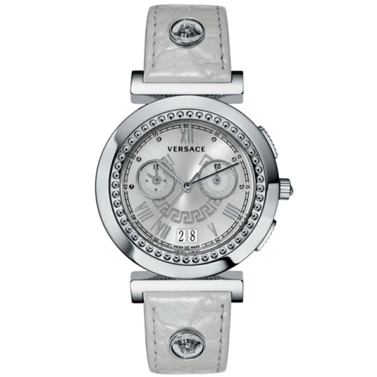 Дамски ръчен часовник с кварцов механизъм - корпус от Стомана - Естествена кожа - цвят Сив Сив