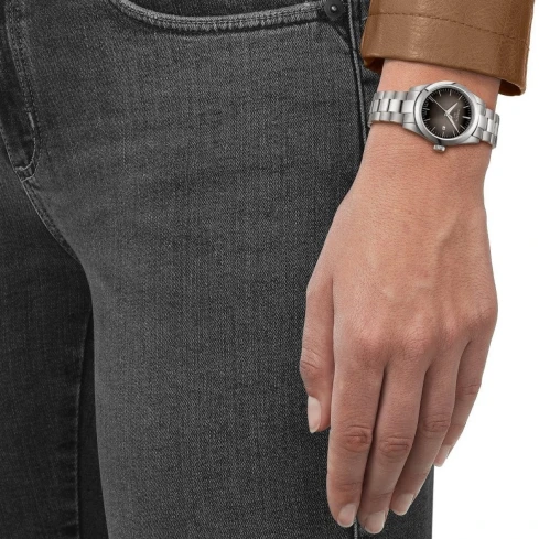 Дамски ръчен часовник с кварцов механизъм - корпус от Стомана - Естествена кожа - цвят Черен Кафяв