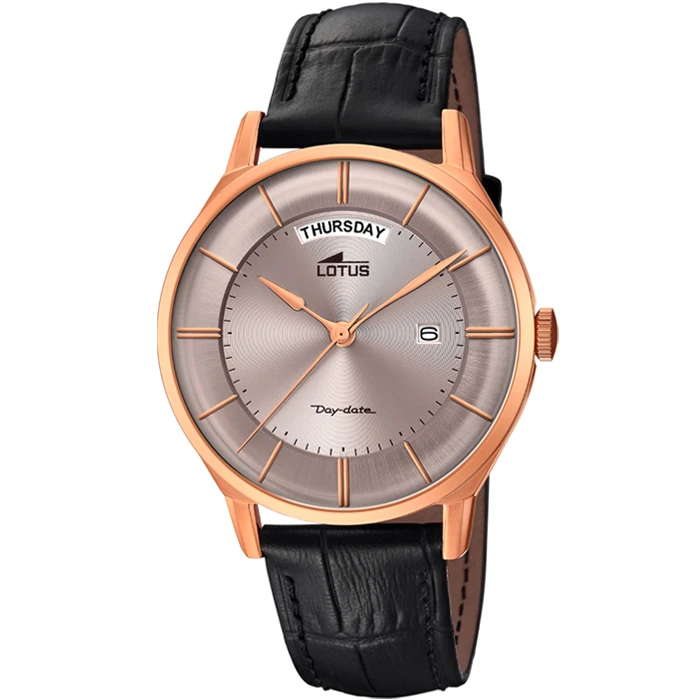 Мъжки ръчен часовник с кварцов механизъм - корпус от Стомана - Естествена кожа - цвят Кафяв Черен