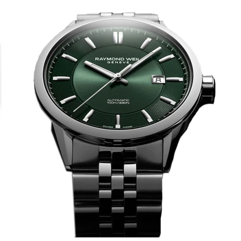 Мъжки ръчен часовник с автоматичен механизъм - корпус от Стомана - Стоманена верижка - цвят Зелен