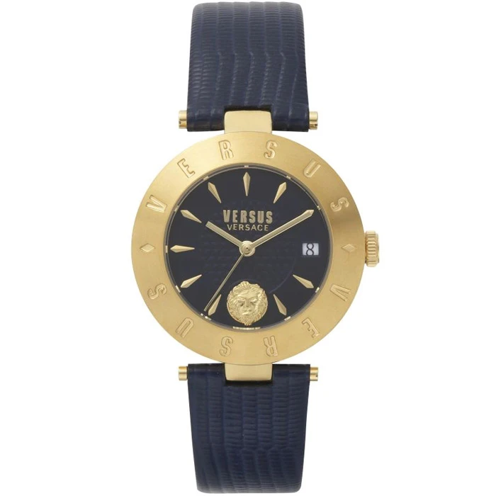 Дамски ръчен часовник с кварцов механизъм - корпус от Стомана - Синтетична кожа - цвят Син Син