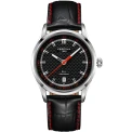 Мъжки ръчен часовник с кварцов механизъм - корпус от Стомана - Естествена кожа - цвят Черен Червен