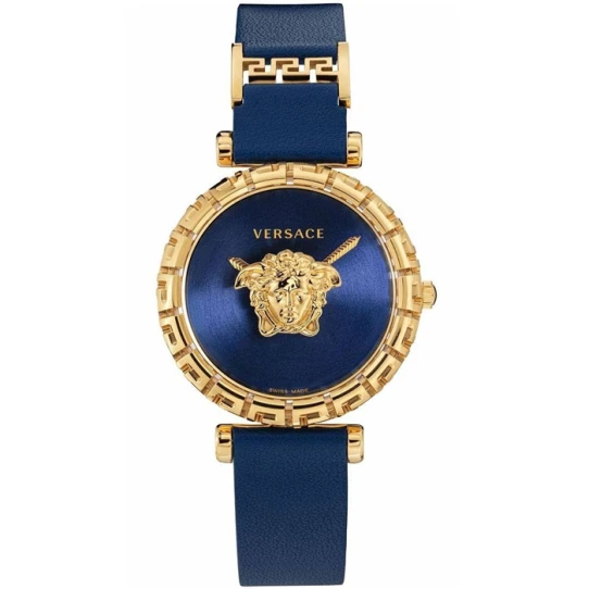 Дамски ръчен часовник с кварцов механизъм - корпус от Стомана - Естествена кожа - цвят Син Син