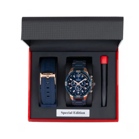 Мъжки ръчен часовник с кварцов механизъм - корпус от Стомана - Стоманена верижка - цвят Син Син