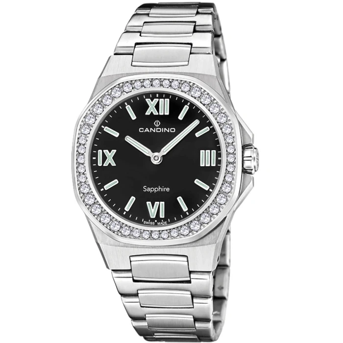 Дамски ръчен часовник с кварцов механизъм - корпус от Стомана - Стоманена верижка - цвят Черен Сив