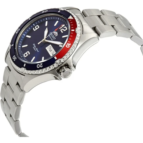 Мъжки ръчен часовник с автоматичен механизъм - корпус от Стомана - Стоманена верижка - цвят Син Сив