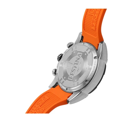 Мъжки ръчен часовник с кварцов механизъм - корпус от Стомана - Силиконова каишка - цвят Черен Оранжев