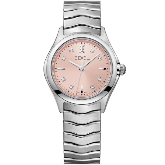 Дамски ръчен часовник с кварцов механизъм - корпус от Стомана - Стоманена верижка - цвят Розов Сив