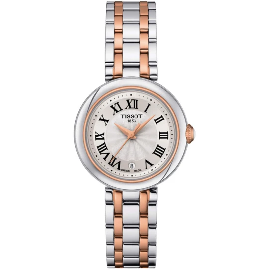 Tissot T126.010.22.013.01 Bellissima Small lady - Дамски ръчен часовник с кварцов механизъм - корпус от Стомана - Стоманена верижка - цвят Бял Розово Злато