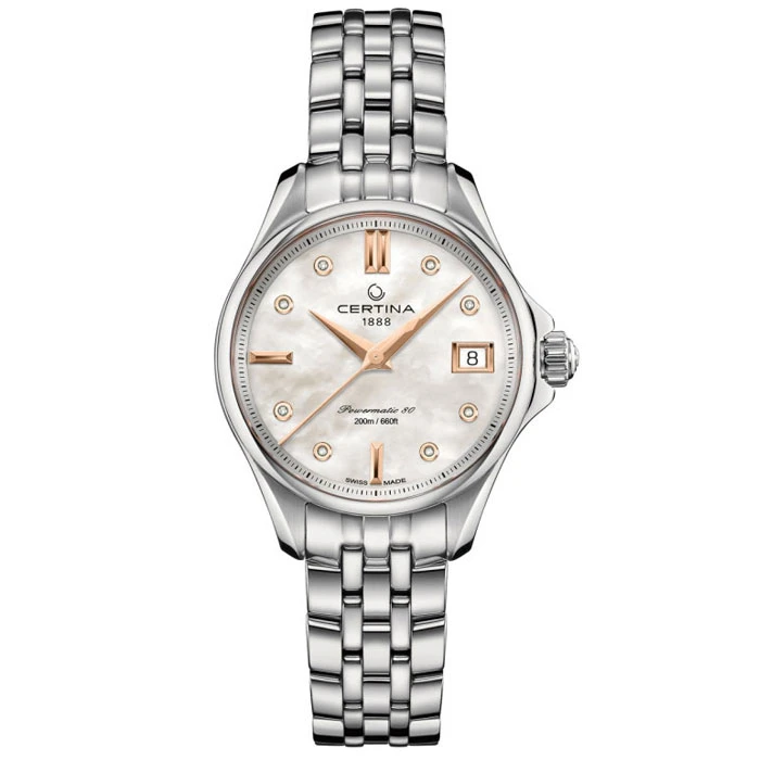 Дамски ръчен часовник с автоматичен механизъм - корпус от Стомана - Стоманена верижка - цвят Седеф Розово Злато