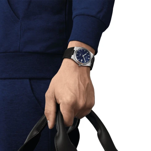 Мъжки ръчен часовник с автоматичен механизъм - корпус от Стомана - Силиконова каишка - цвят Син Сив