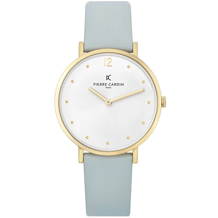 Дамски ръчен часовник с кварцов механизъм - корпус от Стомана - Естествена кожа - цвят Бял Злато