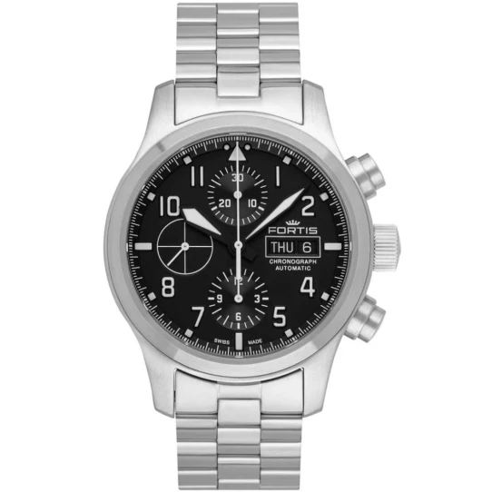 Мъжки ръчен часовник с автоматичен механизъм - корпус от Стомана - Стоманена верижка - цвят Черен Сив