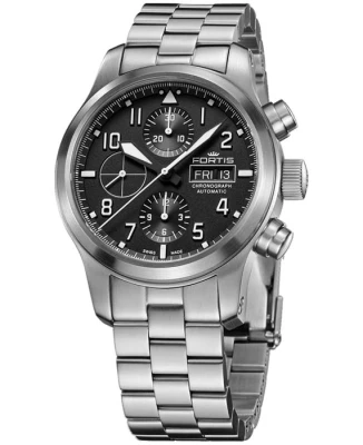 Мъжки ръчен часовник с автоматичен механизъм - корпус от Стомана - Стоманена верижка - цвят Черен Сив