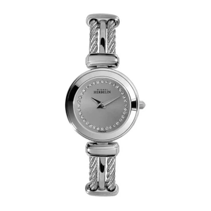 Дамски ръчен часовник с кварцов механизъм - корпус от Стомана - Стоманена верижка - цвят Сив Сив