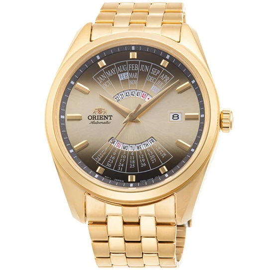 Мъжки ръчен часовник с автоматичен механизъм - корпус от Стомана - Стоманена верижка - цвят Шампанско Злато