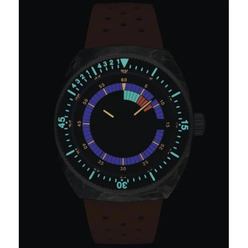 Мъжки ръчен часовник с автоматичен механизъм - корпус от Карбон - Каучук - цвят Черен Червен