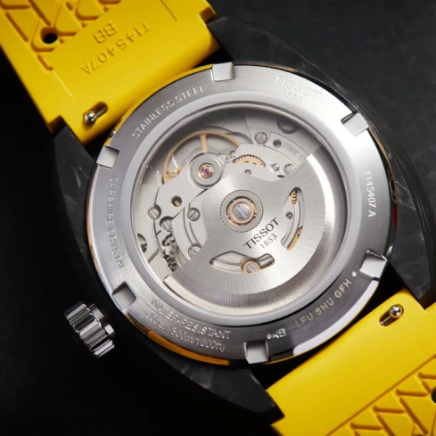 Мъжки ръчен часовник с автоматичен механизъм - корпус от Карбон - Каучук - цвят Черен Червен