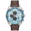 Мъжки ръчен часовник с кварцов механизъм - корпус от Стомана - Естествена кожа - цвят Син