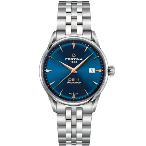 Мъжки ръчен часовник с автоматичен механизъм - корпус от Стомана - Синтетична кожа - цвят Син Син