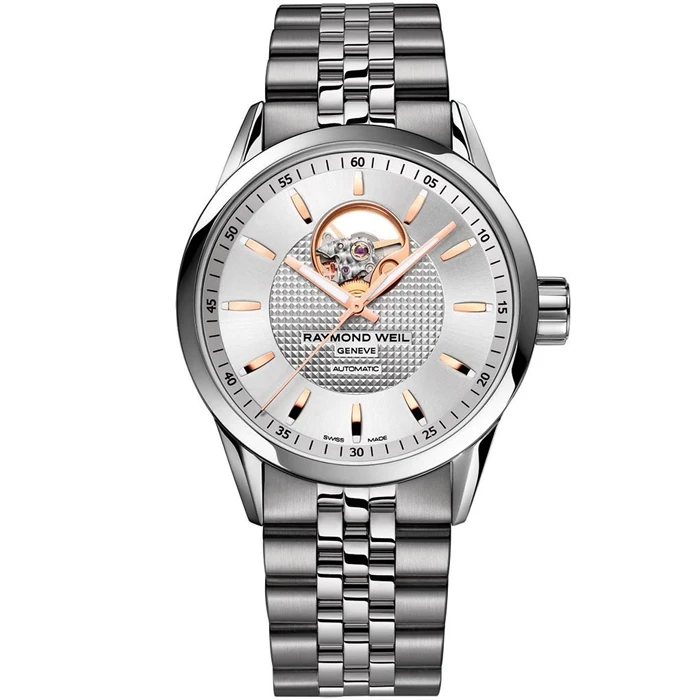 Мъжки ръчен часовник с автоматичен механизъм - корпус от Стомана - Стоманена верижка - цвят Сребрист Сив