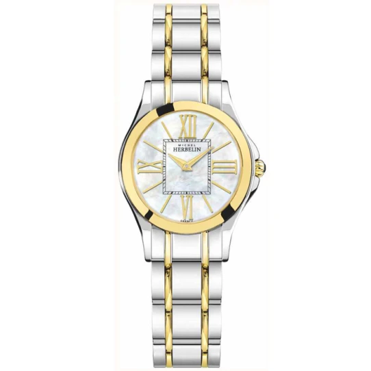 Дамски ръчен часовник с кварцов механизъм - корпус от Стомана - Стоманена верижка - цвят Седеф Сив