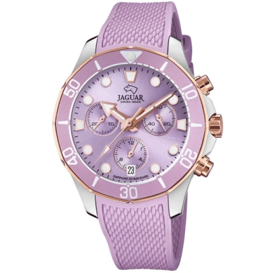 Дамски ръчен часовник с кварцов механизъм - корпус от Стомана - Каучук - цвят Лилав Лилав