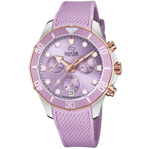 Дамски ръчен часовник с кварцов механизъм - корпус от Стомана - Каучук - цвят Лилав Лилав