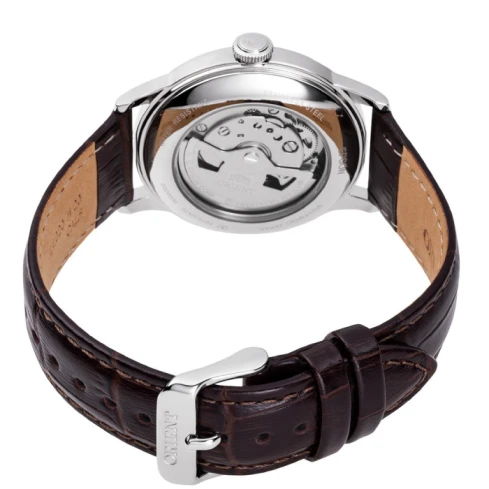 Мъжки ръчен часовник с автоматичен механизъм - корпус от Стомана - Естествена кожа - цвят Бежов Кафяв