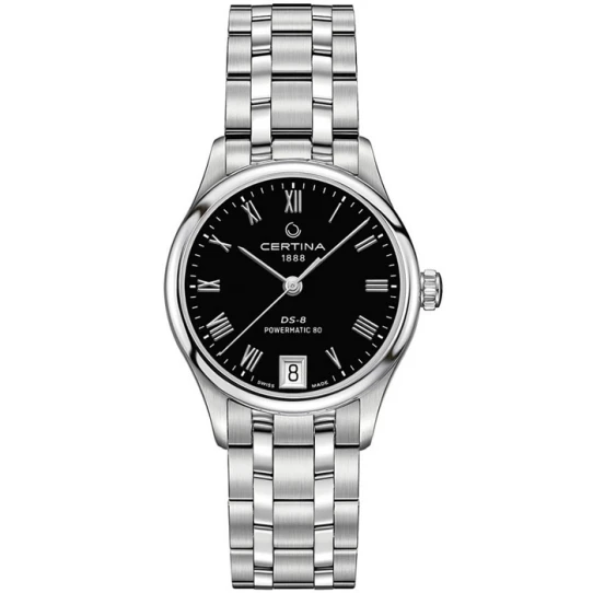 Дамски ръчен часовник с автоматичен механизъм - корпус от Стомана - Стоманена верижка - цвят Черен Сив