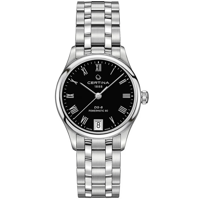 Дамски ръчен часовник с автоматичен механизъм - корпус от Стомана - Стоманена верижка - цвят Черен Сив