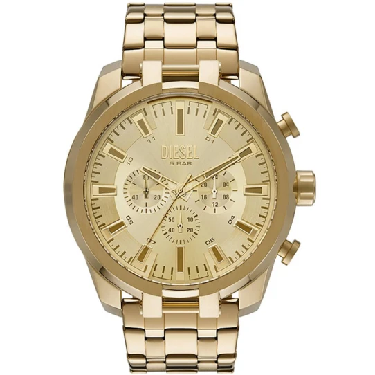 Мъжки ръчен часовник с кварцов механизъм - корпус от Стомана - Стоманена верижка - цвят Злато Злато