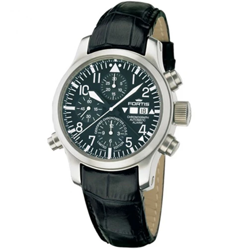 Мъжки ръчен часовник с автоматичен механизъм - корпус от Стомана - Естествена кожа - цвят Черен Черен